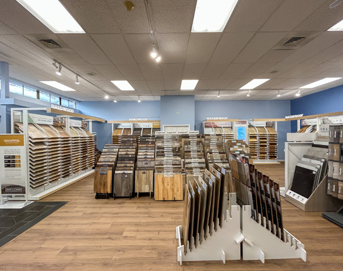 Hard surface flooring display at Rusmur Floors
